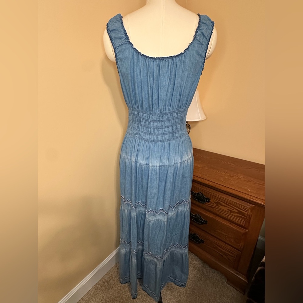 Lapis Denim Blue Button-Front Maxi Dress - Picture 2 of 4
